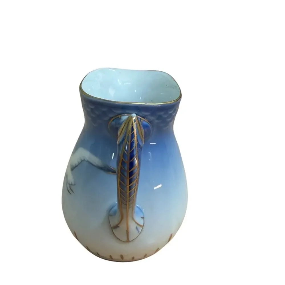 Bing & Grøndahl Seagull Pattern Small Pitcher Creamer 1952-1957 Gold Gilded Blue